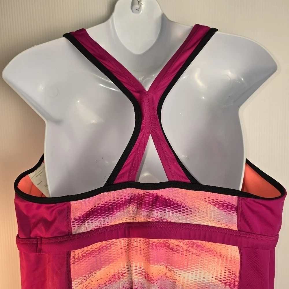 Nike Hot Pink Gleam lkat Racerback Sporty Tankini Top Swim Wear Women Size 1X